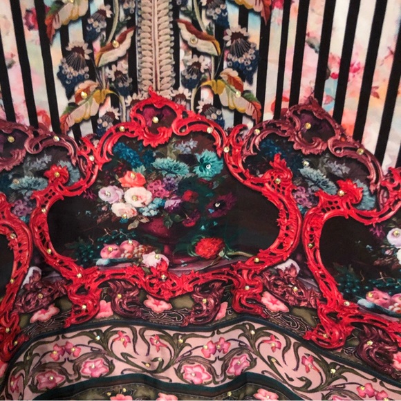 Vibrant colorful print caftan with rhinestones One Size Expressions cata… - Picture 5 of 7